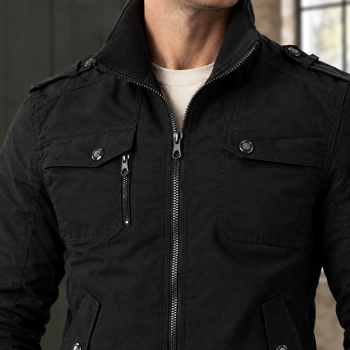 Utility Jacke Damen Tailliert Casual Freizeit