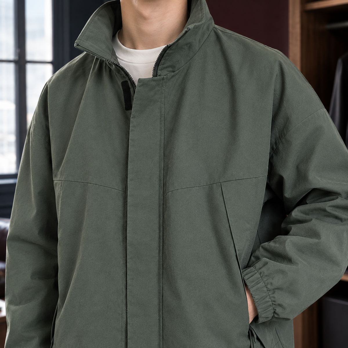 Herren Stehkragenjacke Regular Fit Casual Freizeit