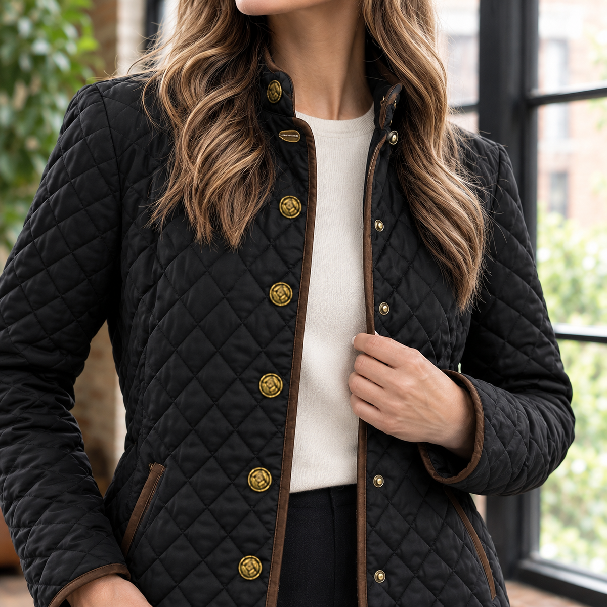 Damen Steppjacke Slim Fit Freizeit mit Rautensteppung
