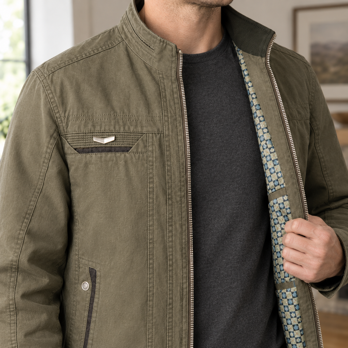 Stehkragenjacke Herren Regular Fit Casual