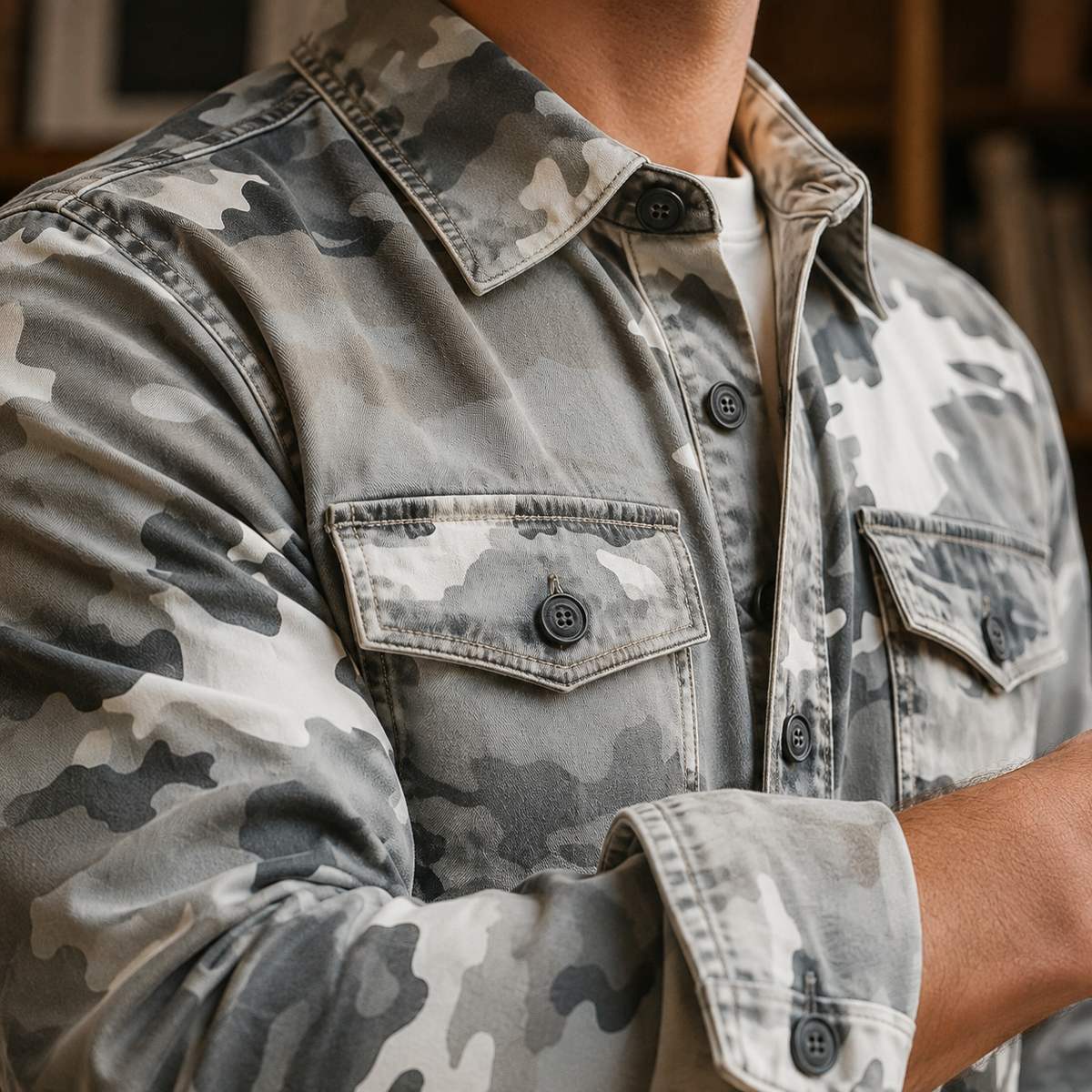 Herren Camo Jacke Regular Fit Casual Utility Style
