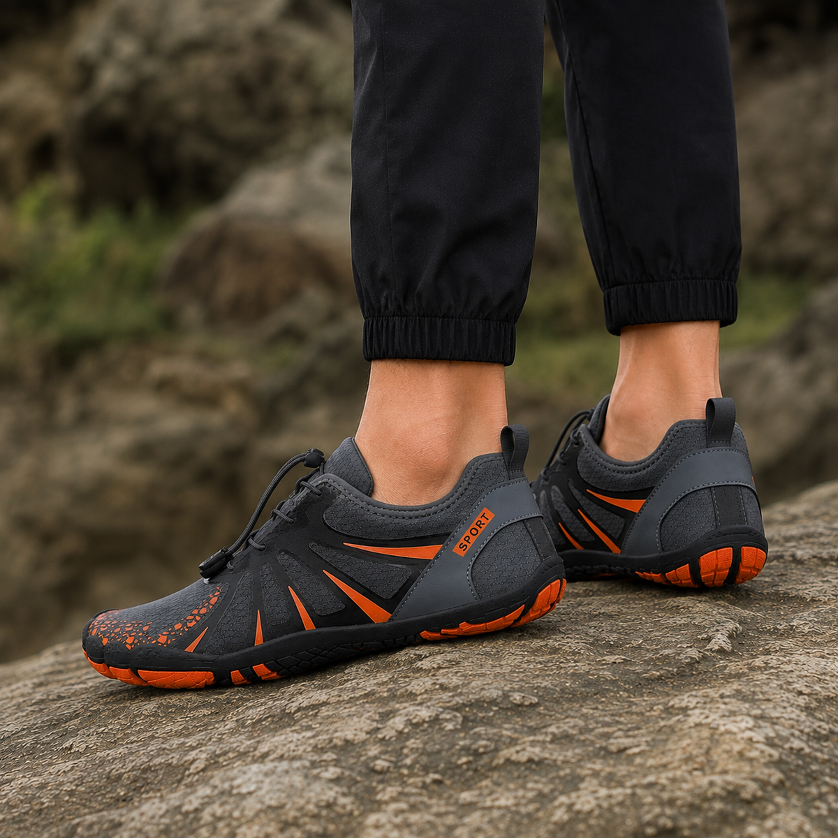 Damen Barfuß-Wasserschuhe mit Zugverschluss und segmentierter Sohle