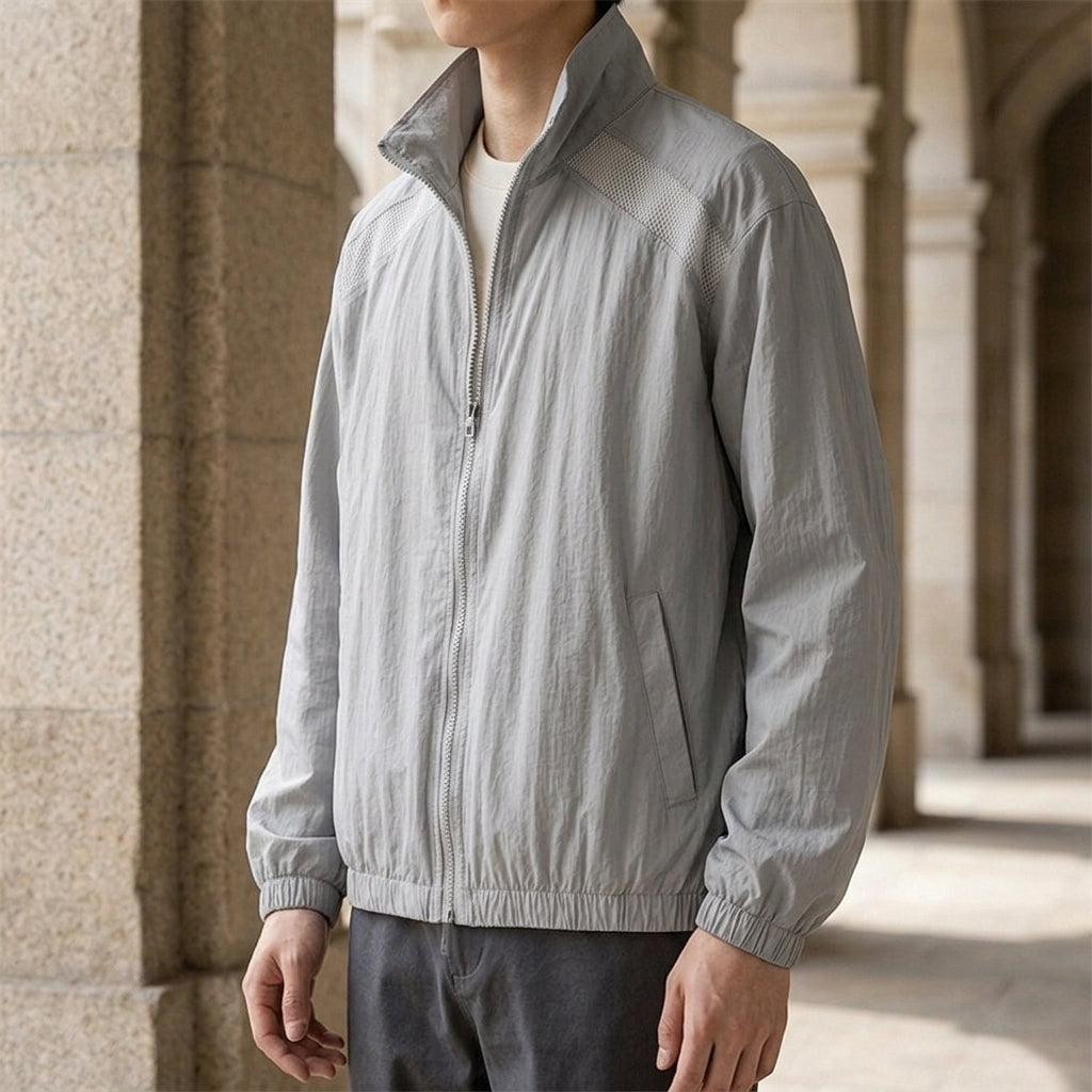 Herren Jacke Relaxed Fit mit Reißverschluss und Stehkragen