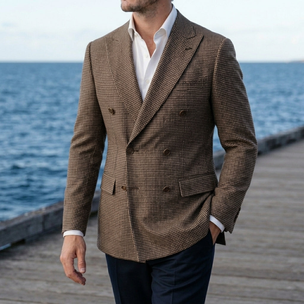 Herren Blazer Slim Fit mit Karomuster und taillierter Passform