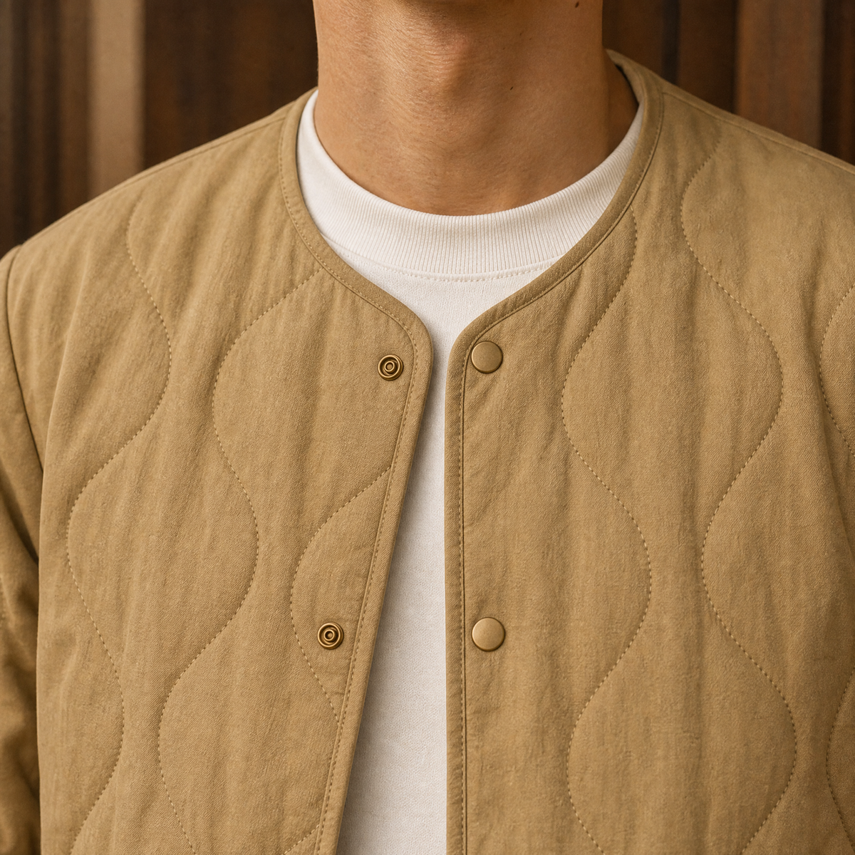 Herren Steppjacke Regular Fit Freizeit ohne Kragen