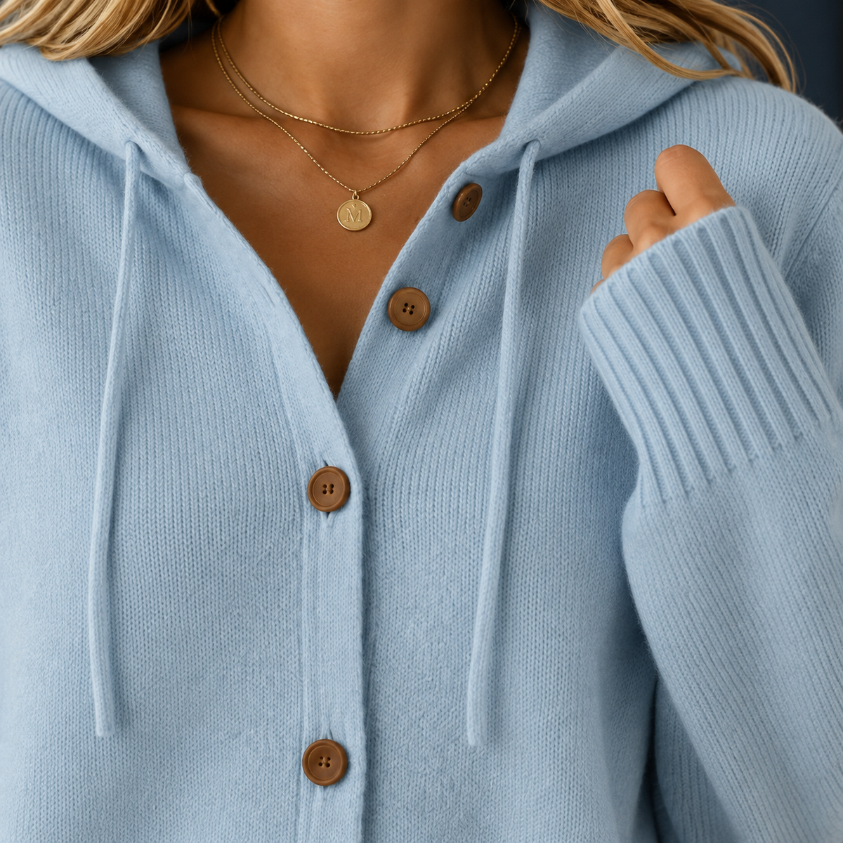 Damen Kapuzen-Cardigan Relaxed Fit mit Knopfverschluss