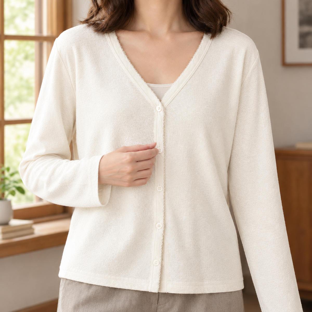 Damen Cardigan Relaxed Fit Casual mit Knopfleiste