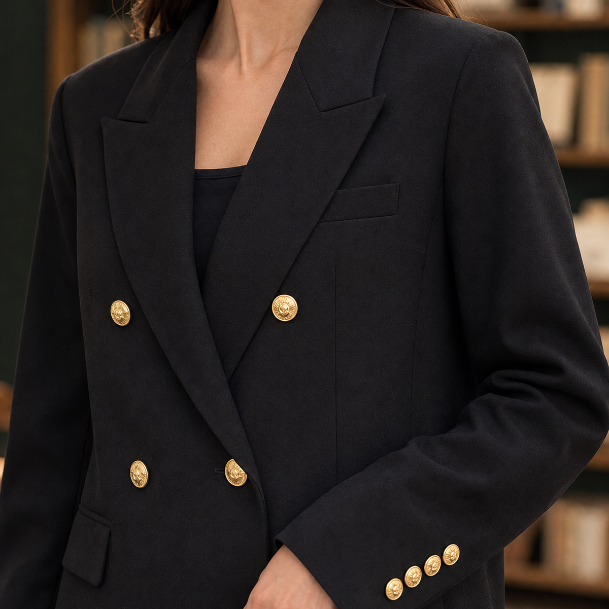 Damen Doppelreihiger Blazer Slim Fit Business Elegant
