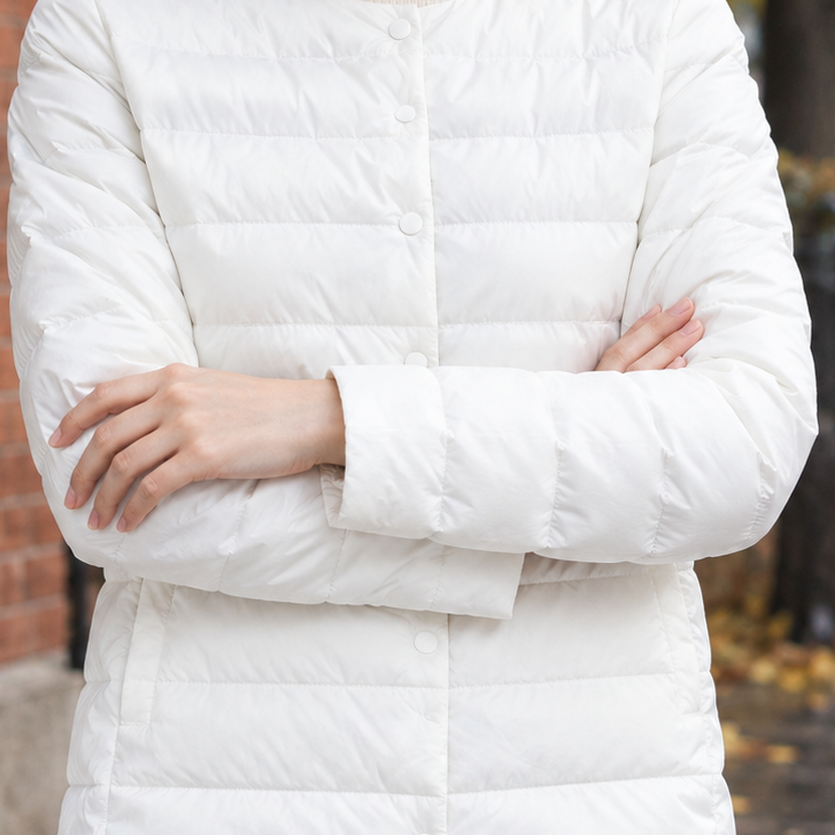 Damen Steppjacke Regular Fit Freizeit Kragenlos