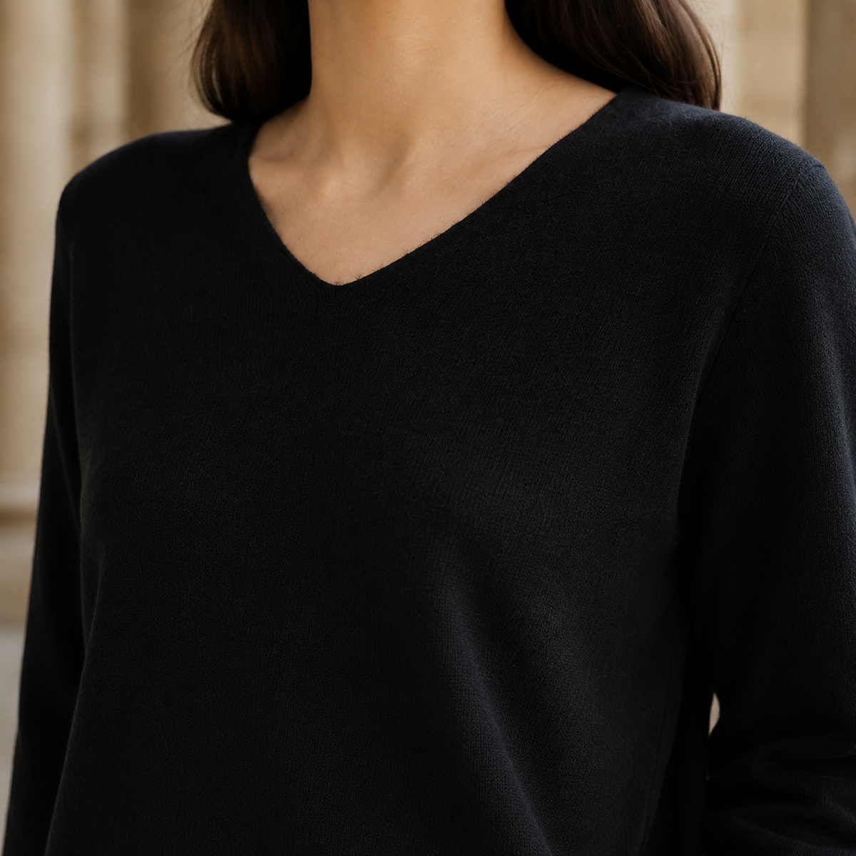 Damen Pullover Regular Fit mit V-Ausschnitt und Rippbündchen