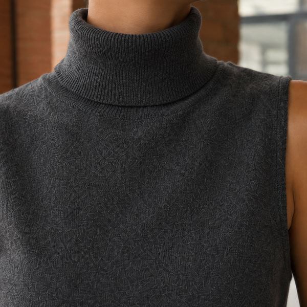 Damen Ärmelloser Rollkragenpullover Slim Fit