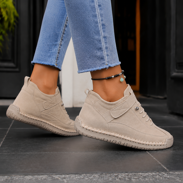 Damen Sneakers mit Klettverschluss und elastischer Schnürung