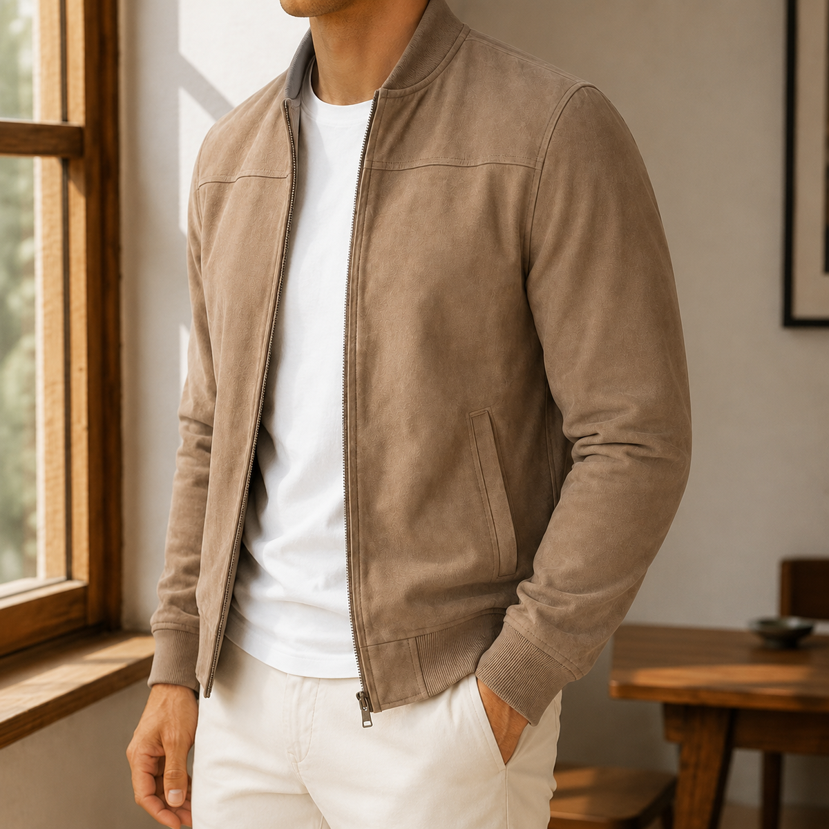 Herren Bomberjacke Regular Fit mit durchgehendem Reißverschluss