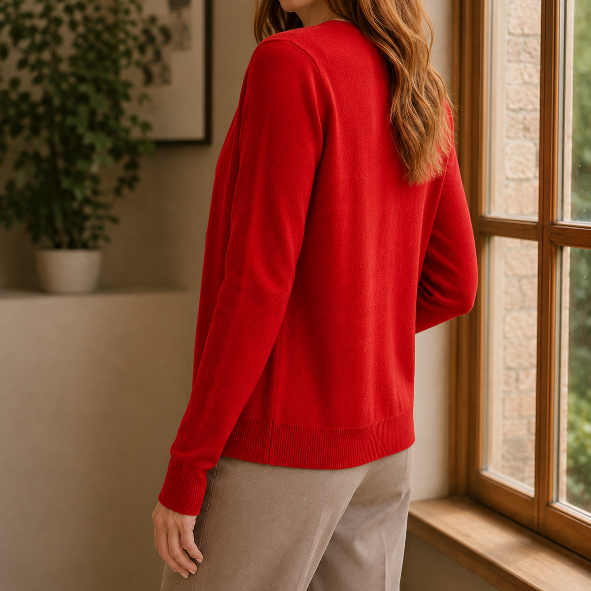Damen V-Ausschnitt Pullover Regular Fit Freizeit