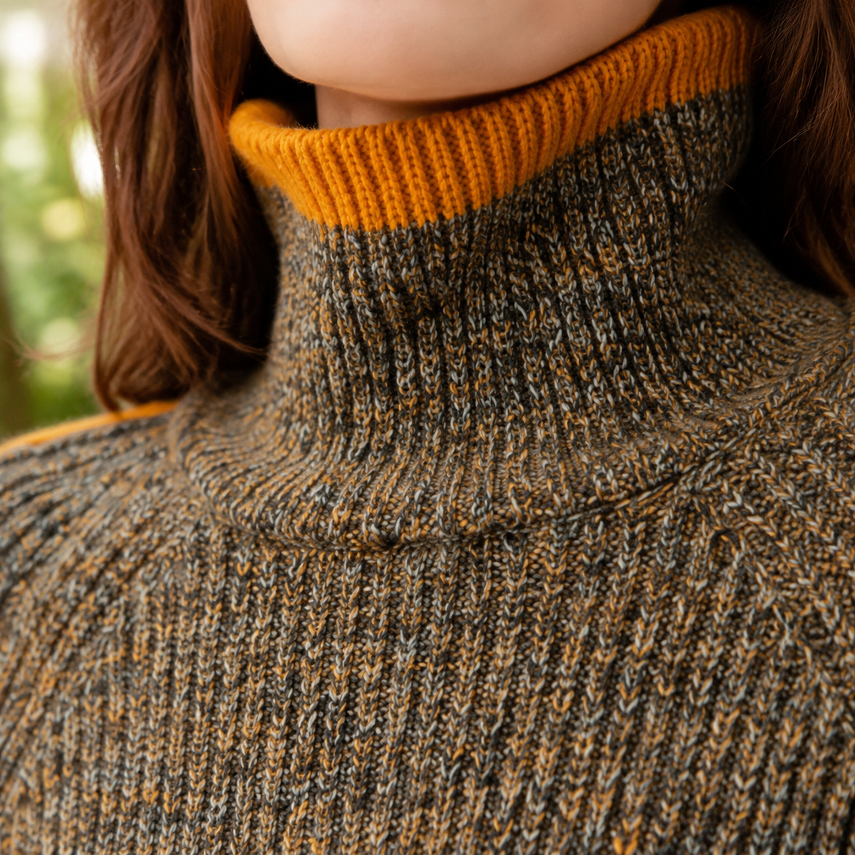 Damen Oversize Rollkragenpullover Casual mit Kontraststreifen