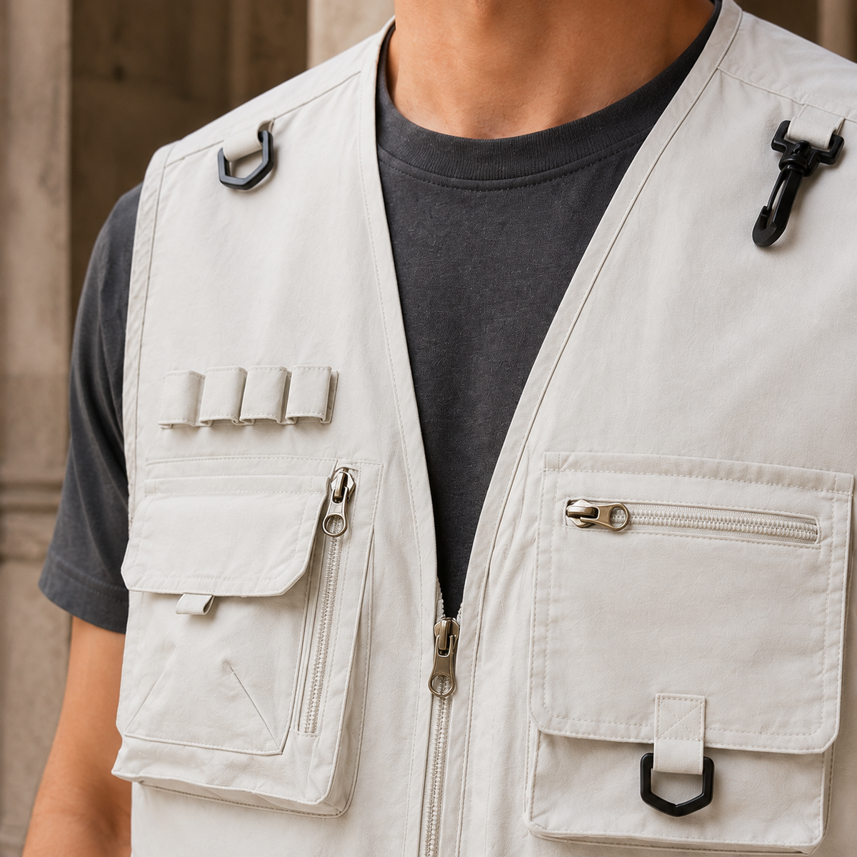 Utility-Weste Herren Regular Fit Freizeit mit Multi-Taschen