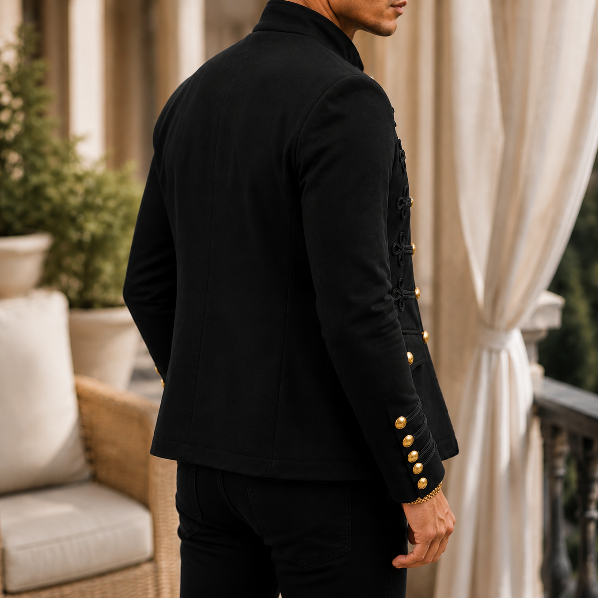 Herren Militärjacke Slim Fit mit Reißverschluss und Stehkragen