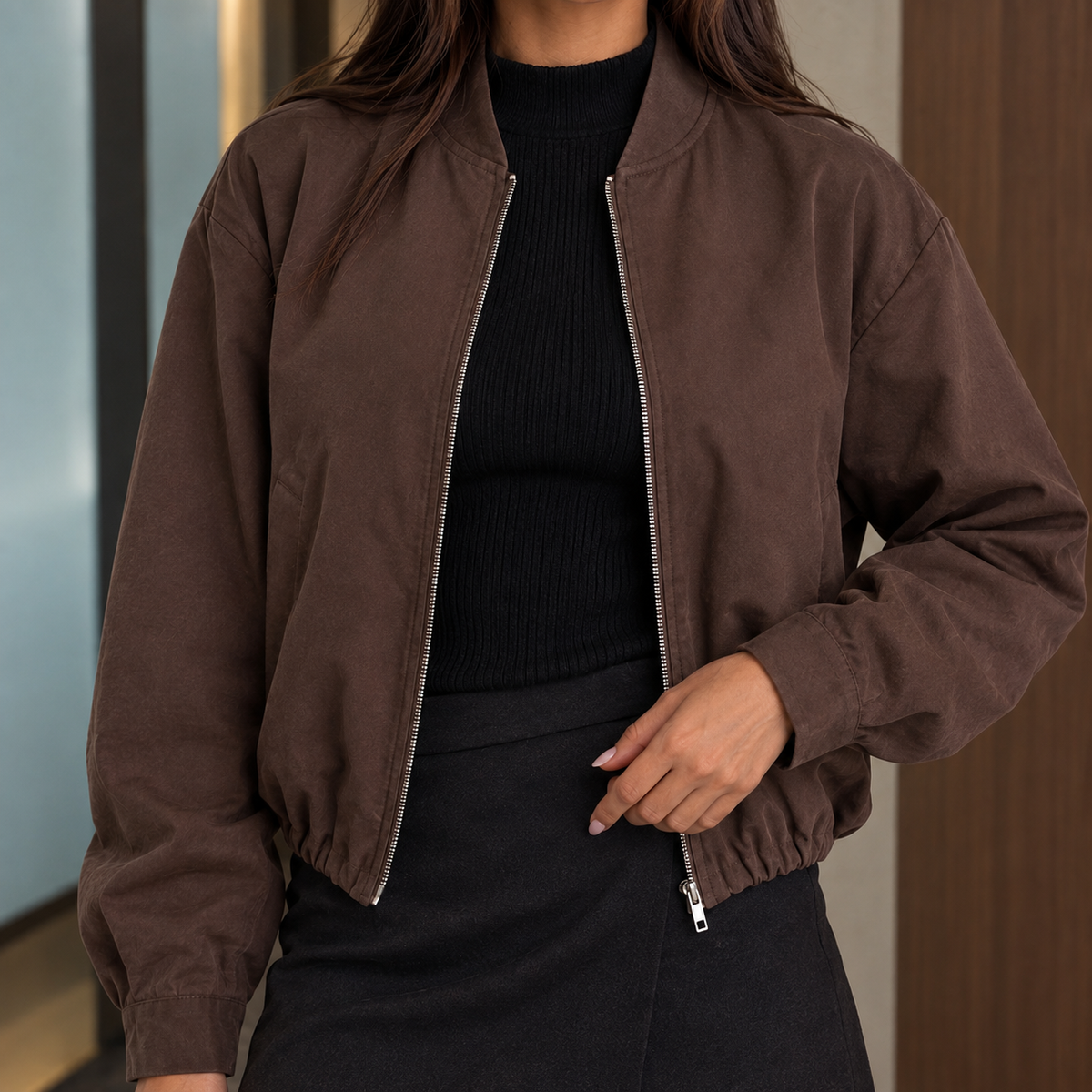 Damen Bomberjacke Oversize Freizeit Casual