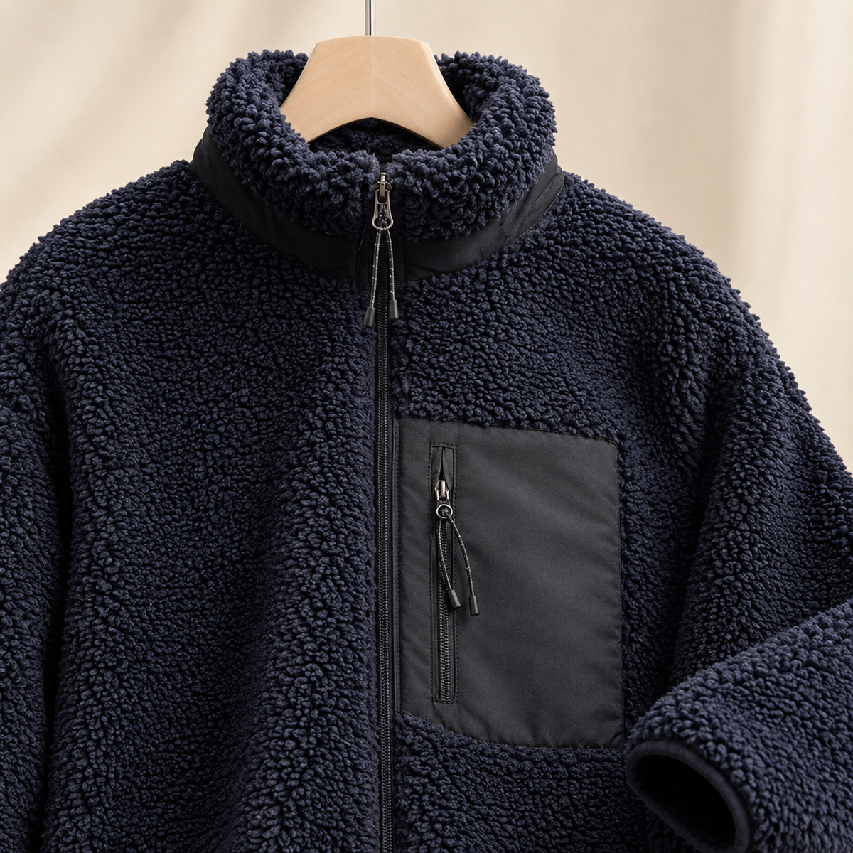 Texturiertes Zip-Jackett Herren Relaxed Fit Freizeit