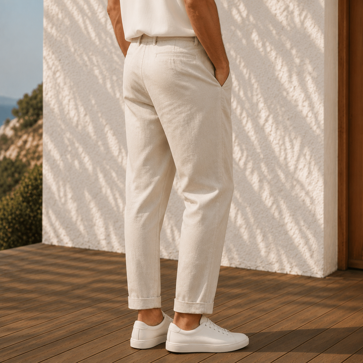 Herren Hose mit Knopfbund, leicht zulaufend