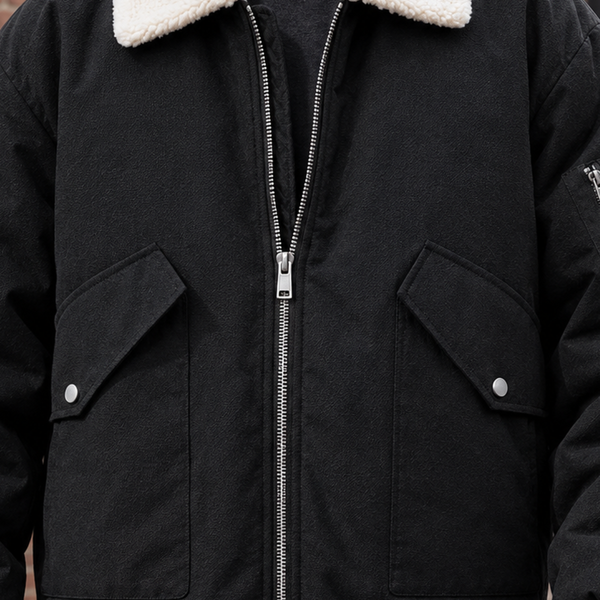 Pilotenjacke Herren Regular Fit Freizeit mit Kontrastkragen