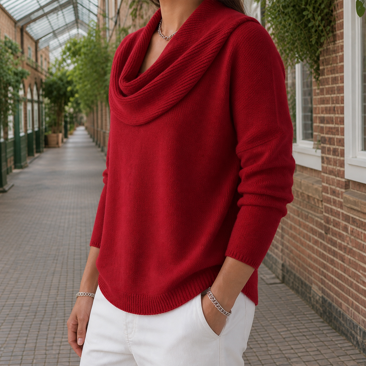 Damen Pullover Relaxed Fit mit Schalkragen
