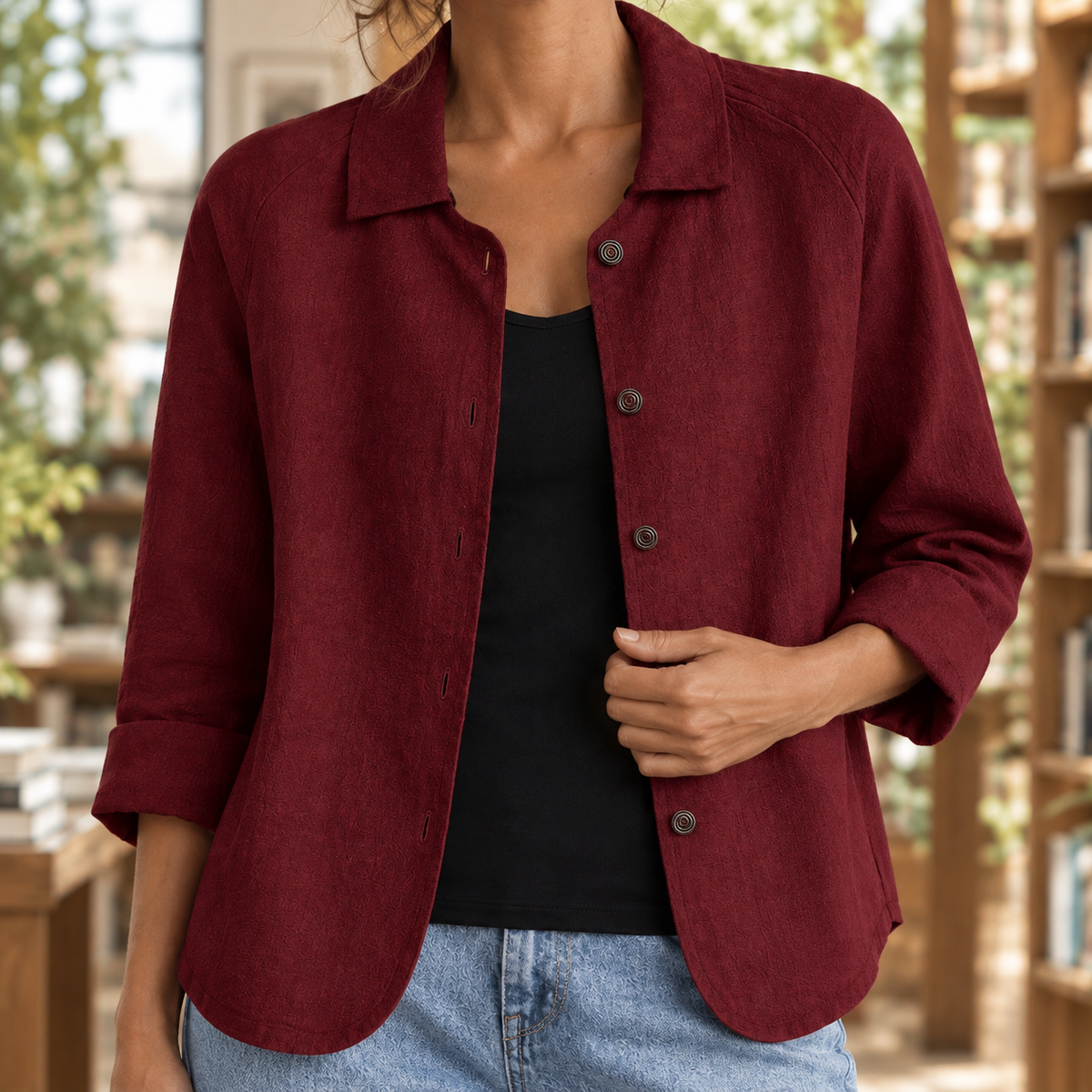 Damen Relaxed Fit Blazer Freizeit mit Knopfleiste