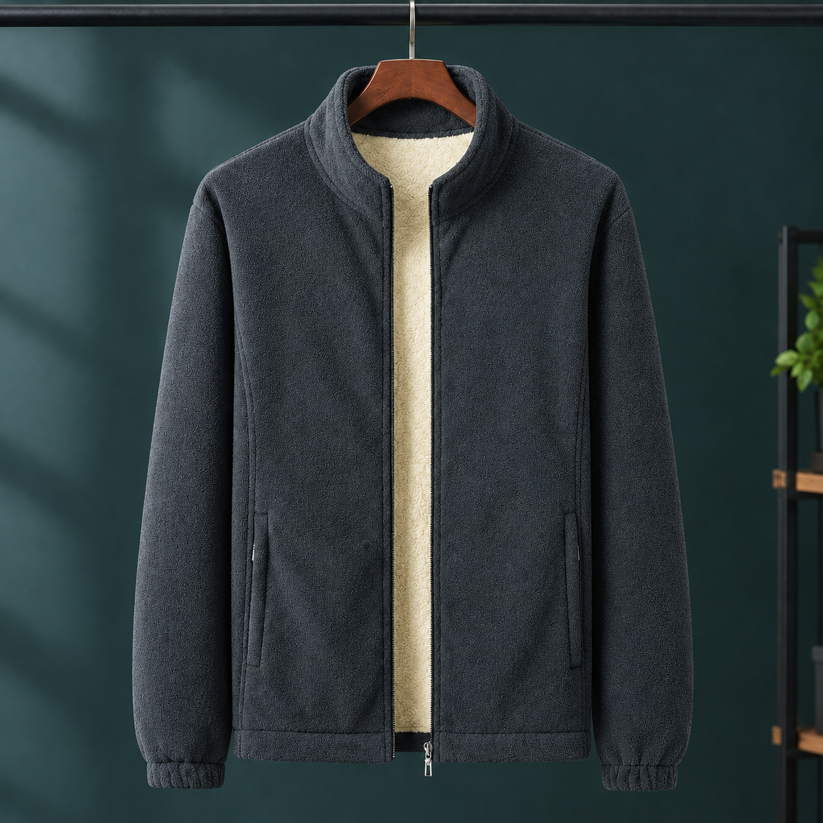 Fleecejacke Damen Regular Fit Freizeit mit Stehkragen