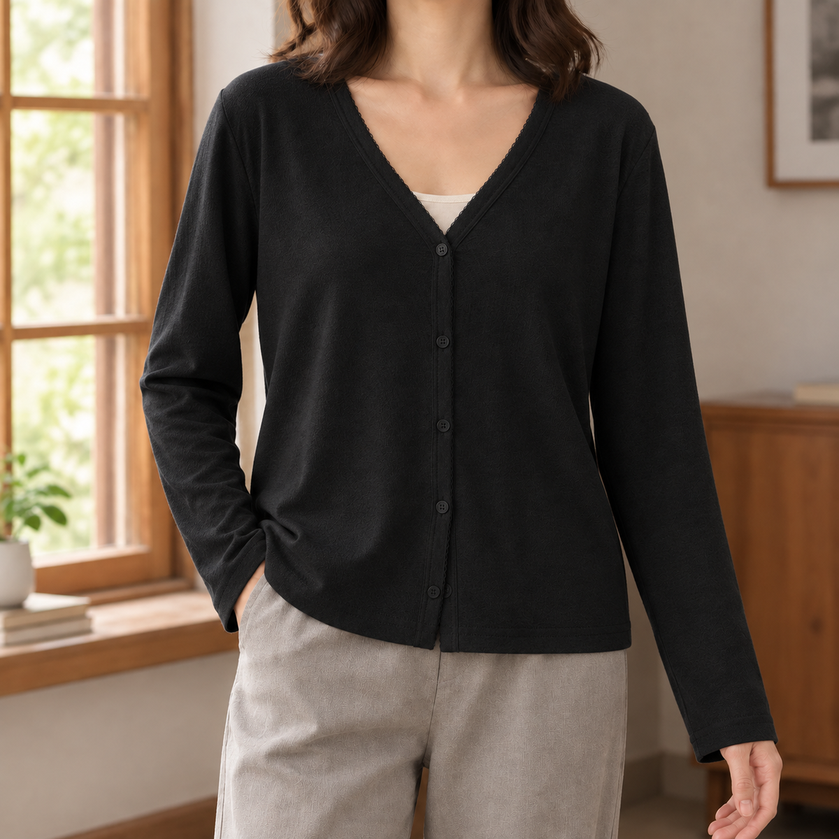 Damen Cardigan Relaxed Fit Casual mit Knopfleiste