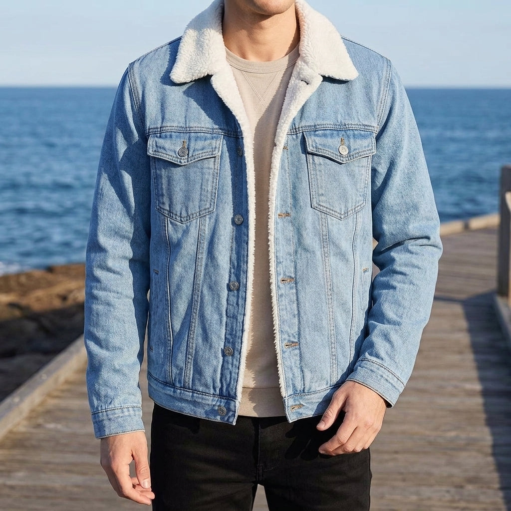 Herren Jacke Relaxed Fit mit Knopfverschluss und gefüttertem Innenfutter