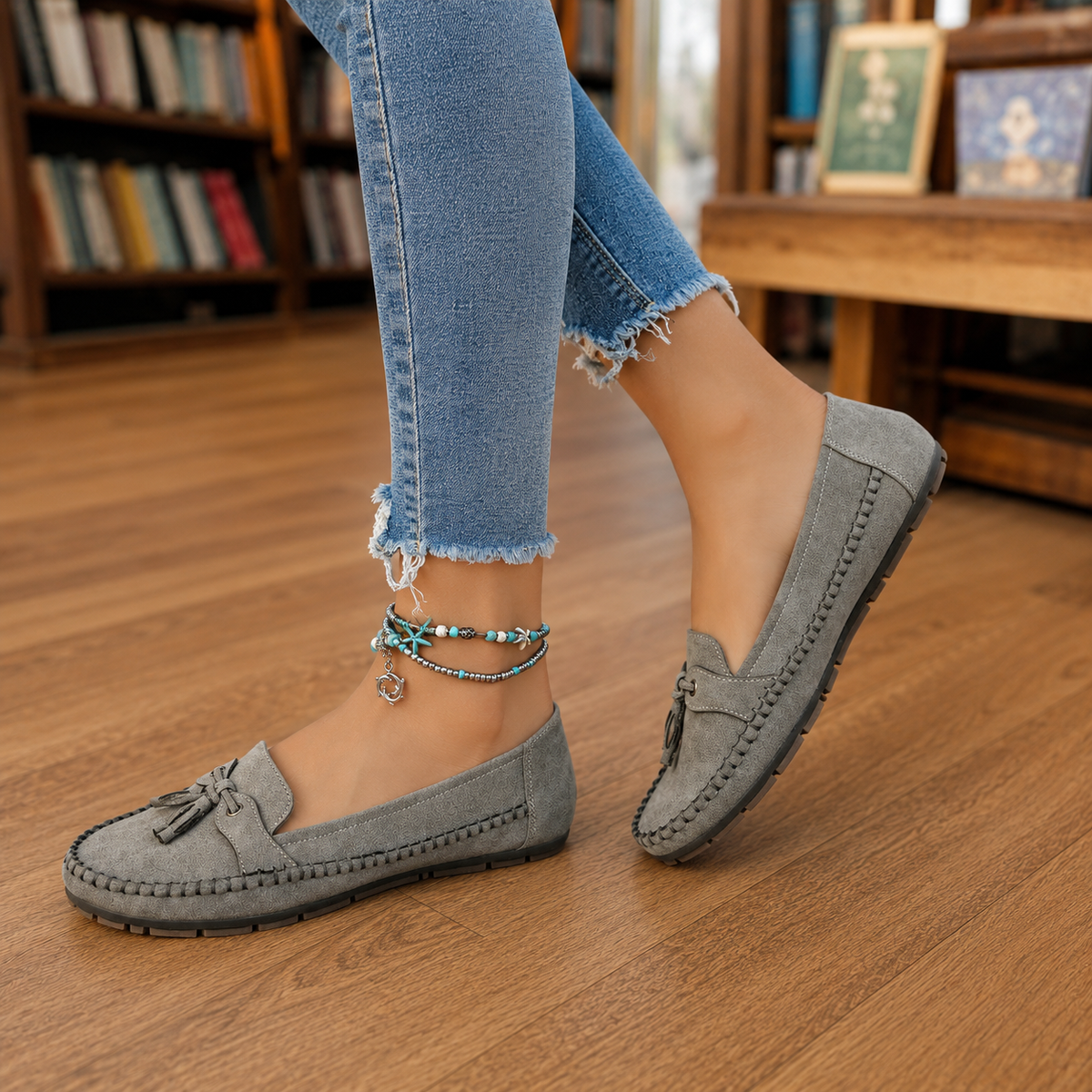 Damen Slipper mit Quasten-Detail