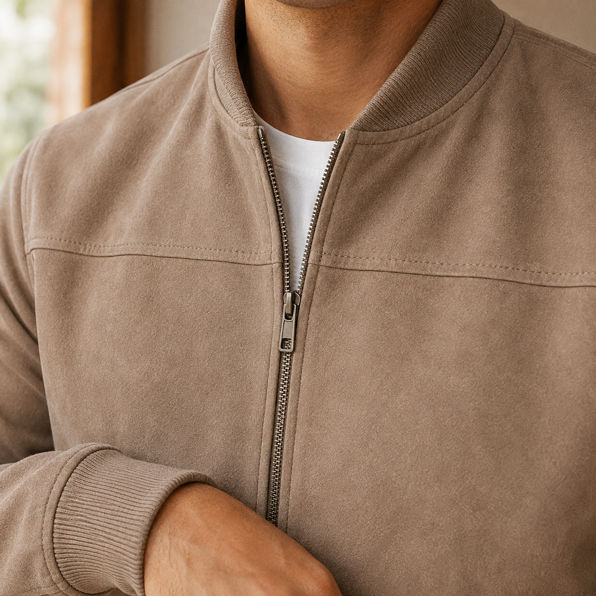 Herren Bomberjacke Regular Fit mit durchgehendem Reißverschluss