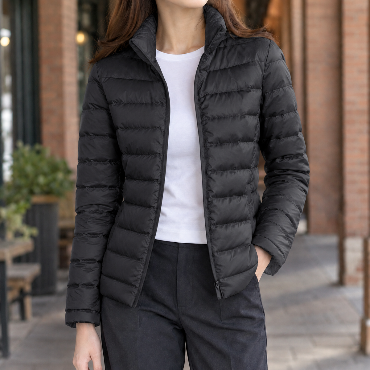 Damen Slim Fit Kaschmir Steppjacke Freizeit