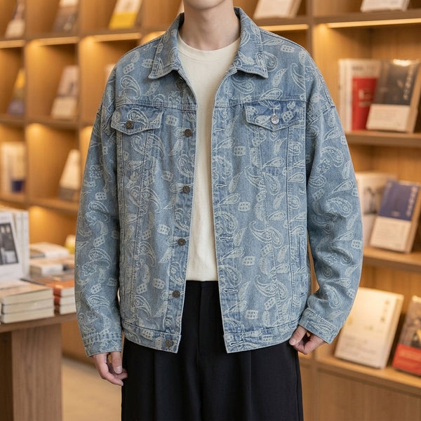 Herren Jacke Relaxed Fit mit Knopfverschluss und Paisley-Muster
