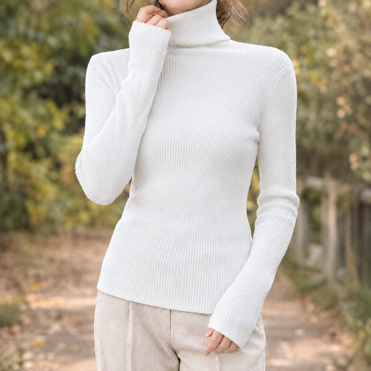 Damen Rollkragenpullover Slim Fit Freizeit Winter