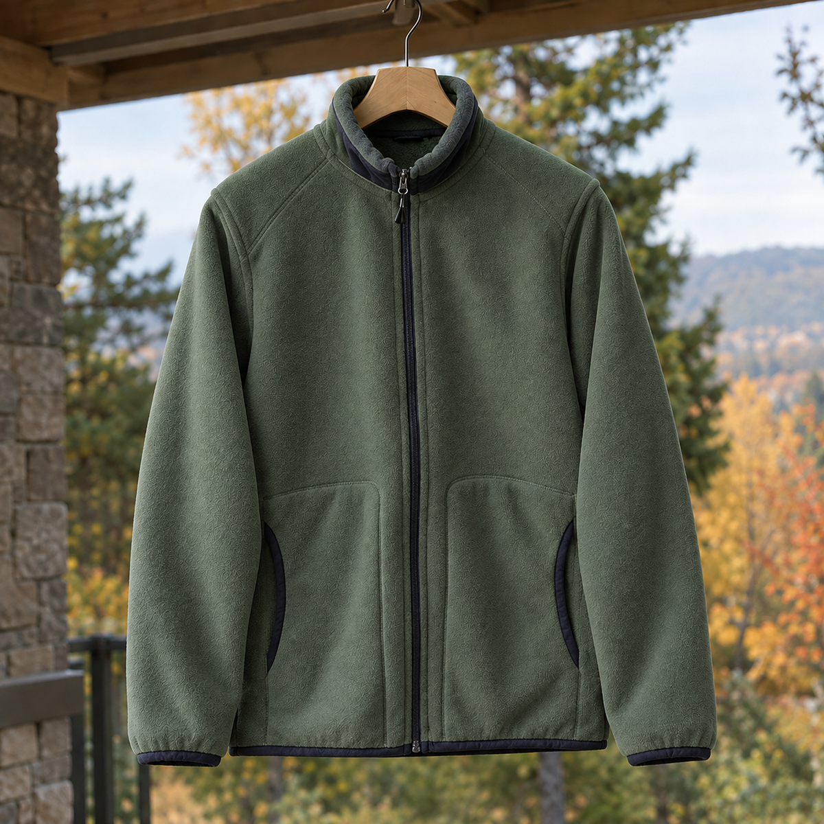 Fleecejacke Herren Regular Fit Freizeit mit Stehkragen