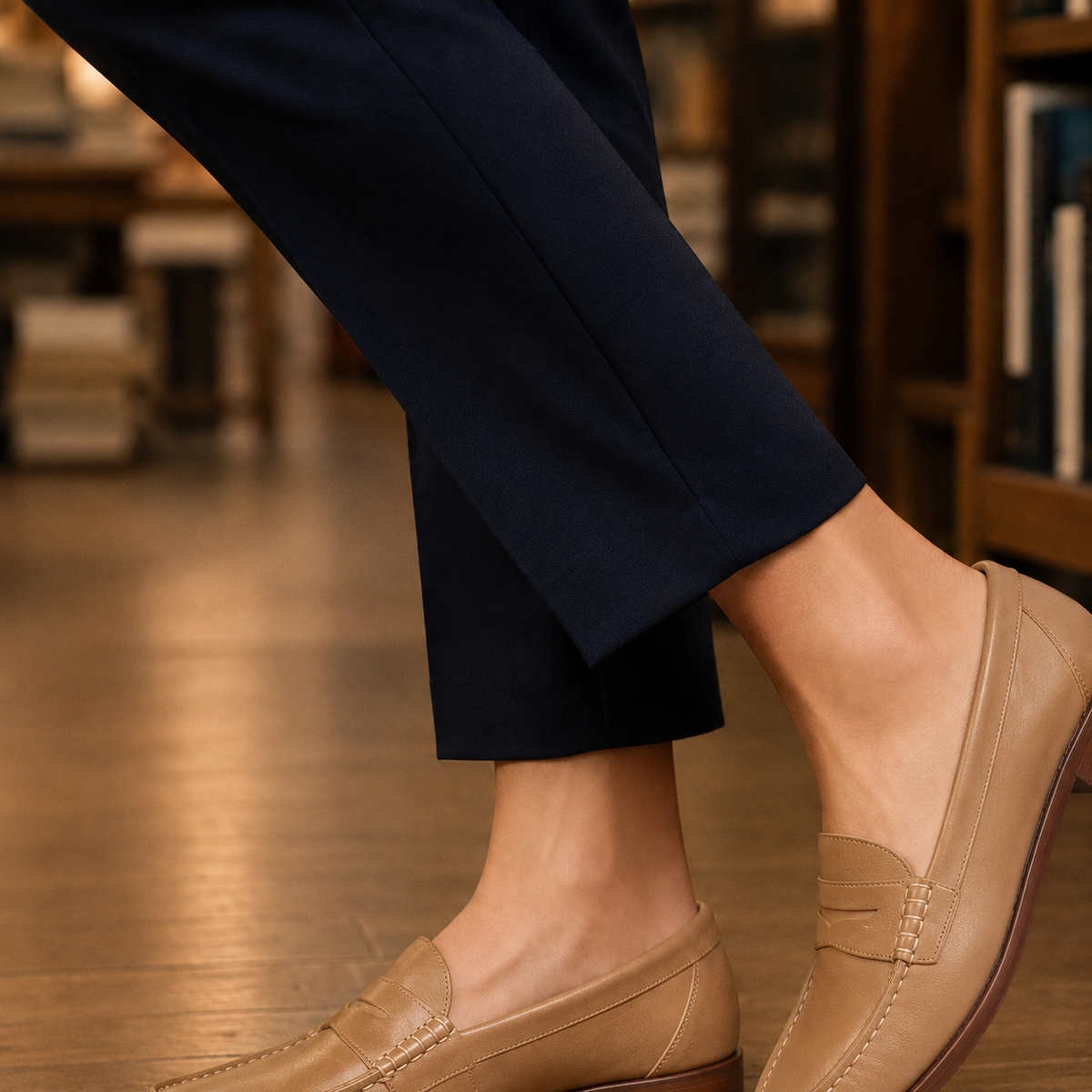 Damen Penny-Loafer Slipper mit niedrigem Absatz