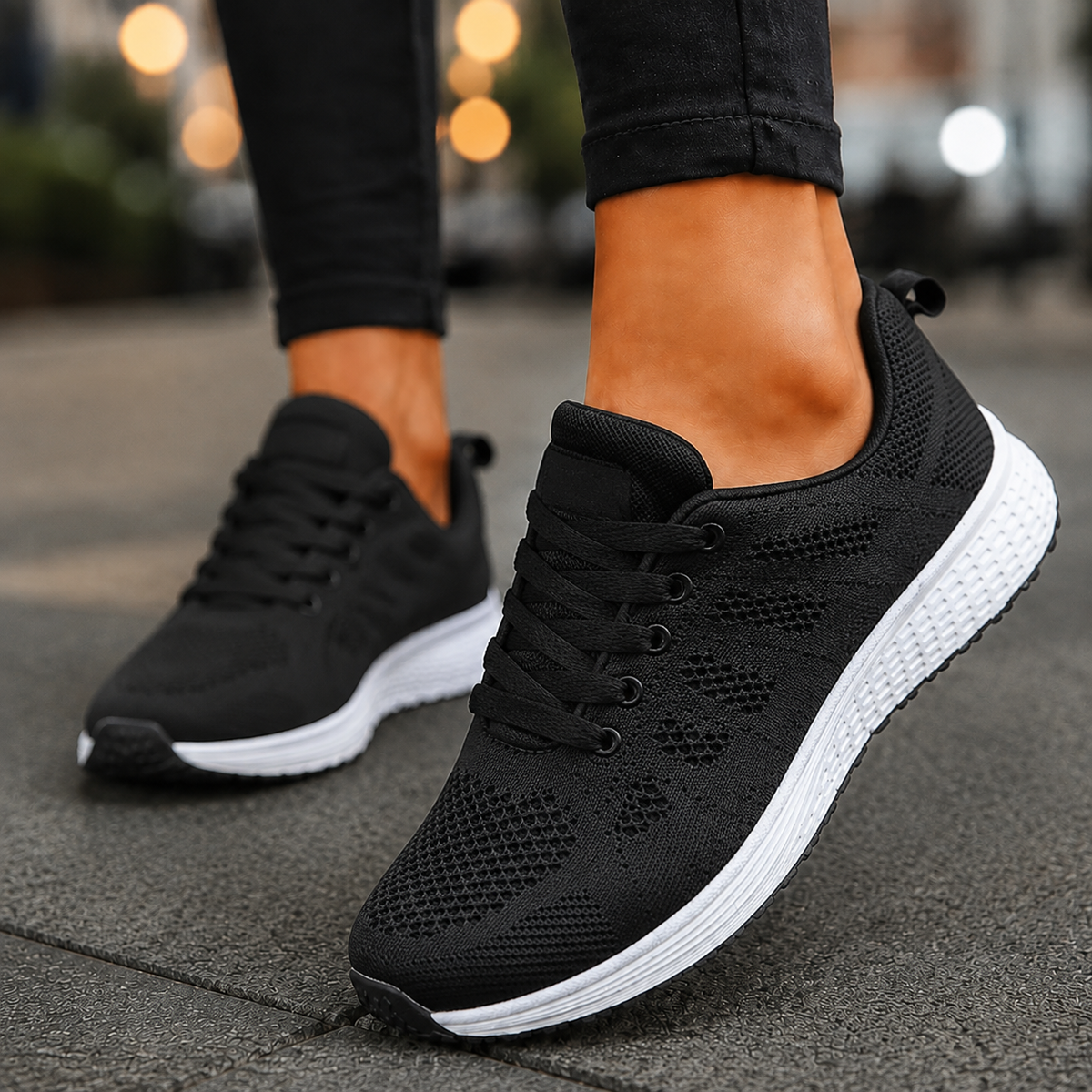 Damen Sneakers Strick mit niedrigem, gepolstertem Schaft