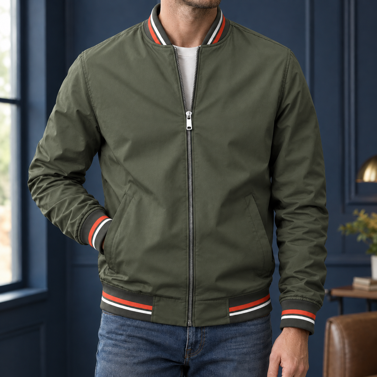 Varsity-Jacke Herren Regular Fit Freizeit bequem vielseitig