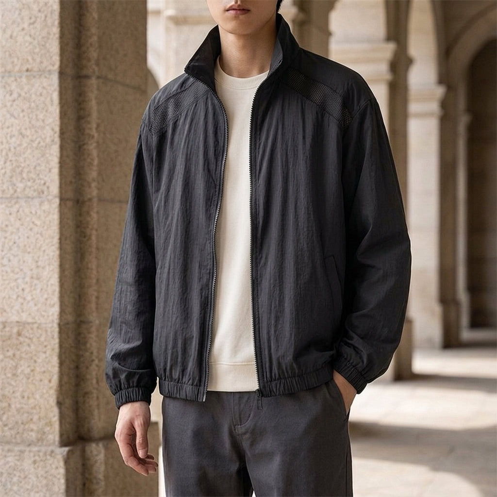 Herren Jacke Relaxed Fit mit Reißverschluss und Stehkragen