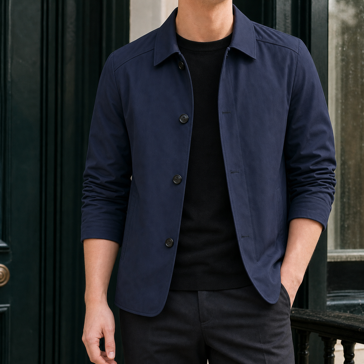 Damen Jacke Regular Fit Casual mit Knopfleiste und spitzem Kragen