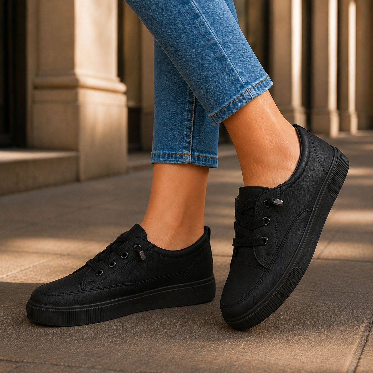 Damen Schnürsneaker Niedriges Profil mit Plattformsohle