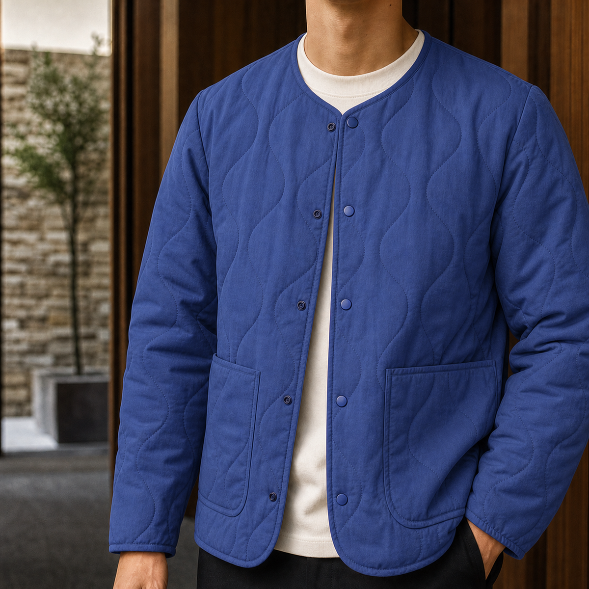 Herren Steppjacke Regular Fit Freizeit ohne Kragen