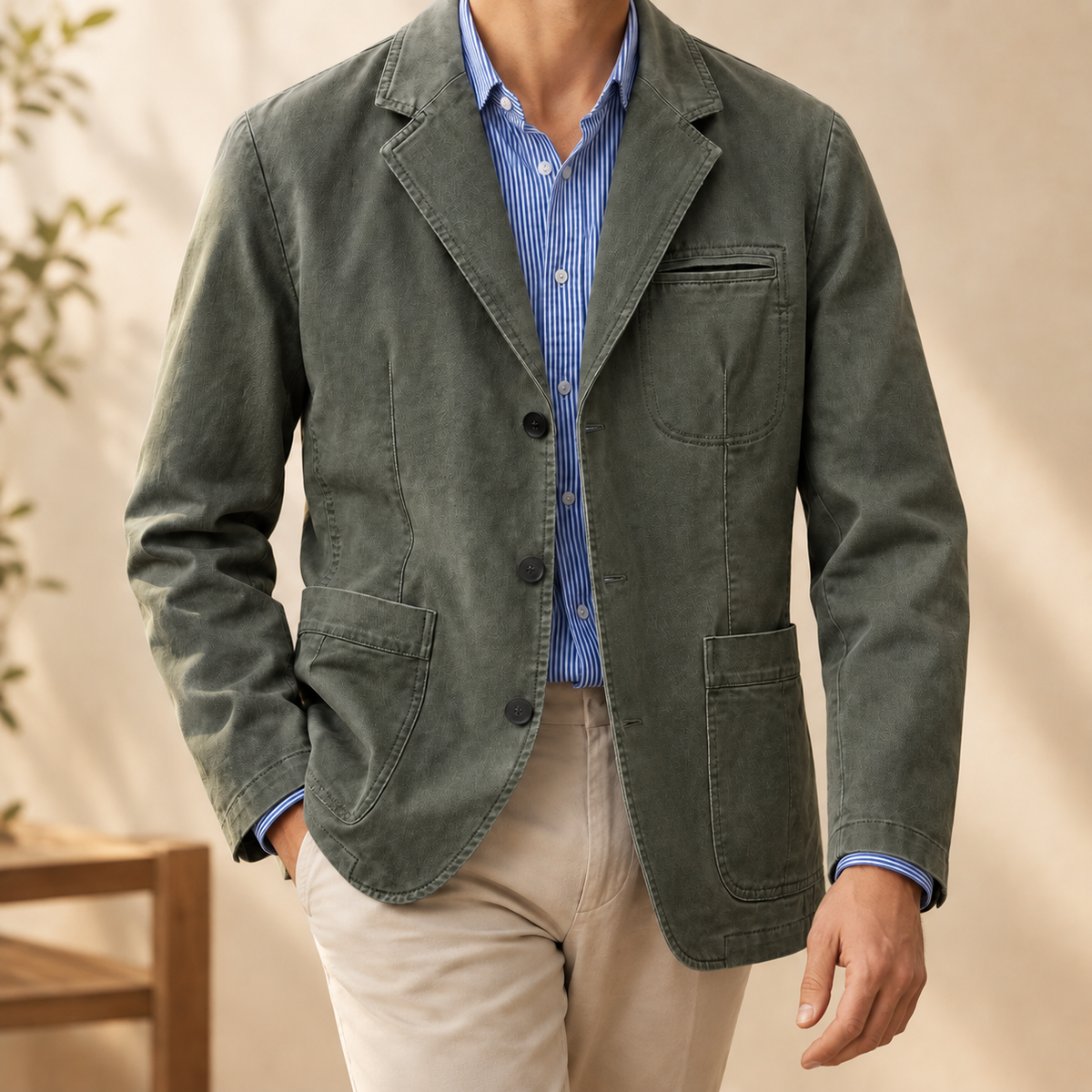Baumwollblazer Herren Slim Fit Business Freizeit