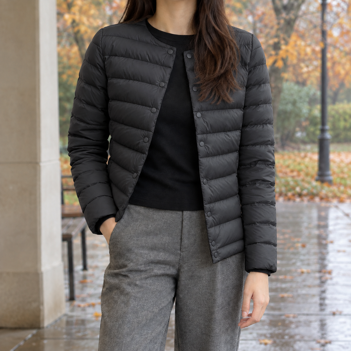 Damen Steppjacke Slim Fit Freizeit Leicht