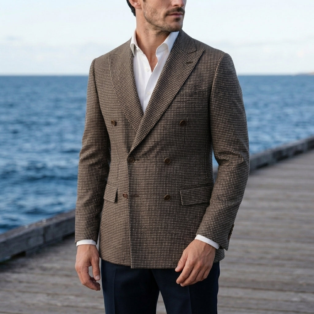 Herren Blazer Slim Fit mit Karomuster und taillierter Passform