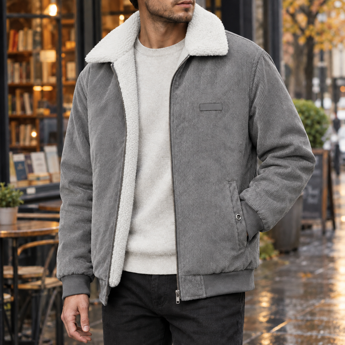 Cordjacke Herren Regular Fit Freizeit warm gefüttert