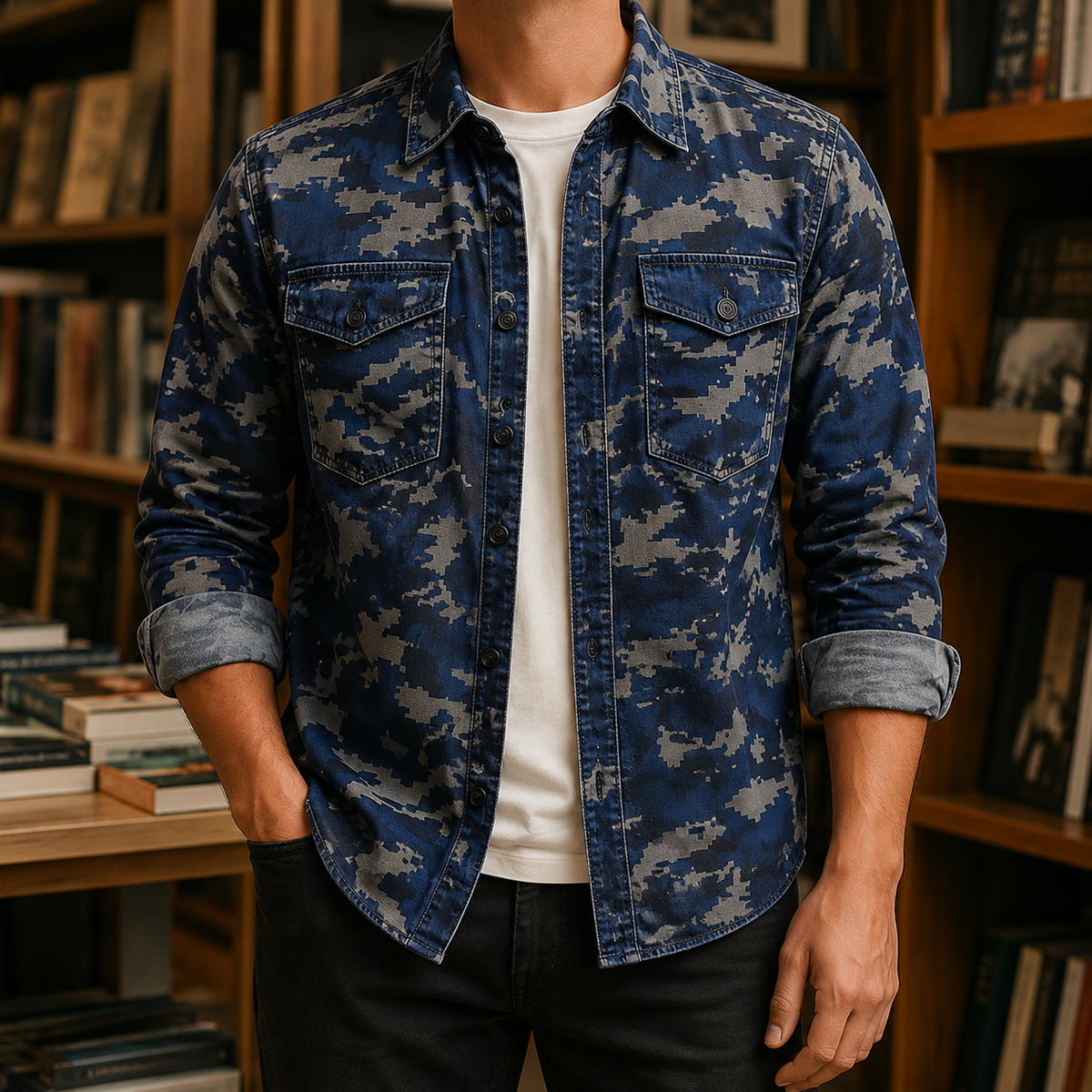 Herren Camo Jacke Regular Fit Casual Utility Style
