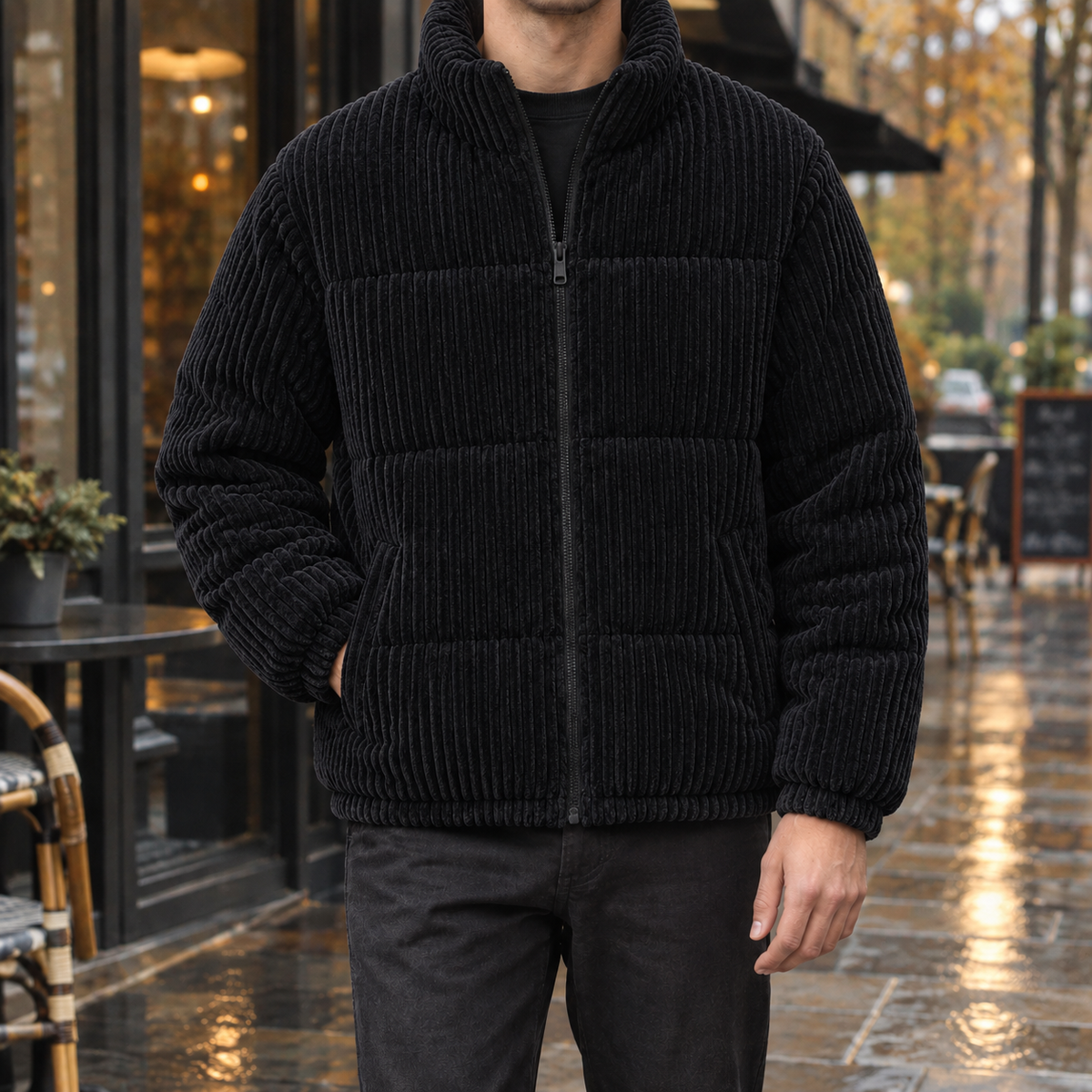 Cordjacke Herren Relaxed Fit Freizeit Herbst