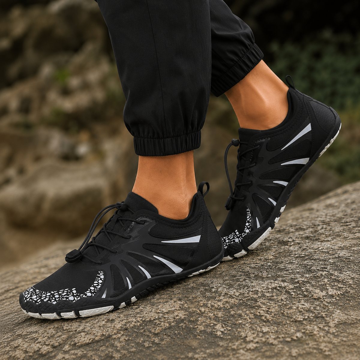 Damen Barfuß-Wasserschuhe mit Zugverschluss und segmentierter Sohle
